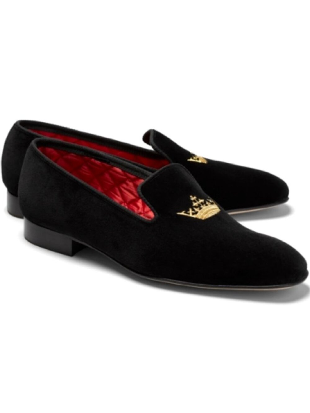 Brooks Brothers Classic Black Velvet Crown Slip on Loafers 9.5